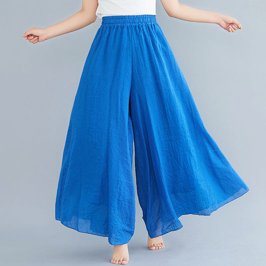 Elegant A-line Elastic Waist Big Trousers Wide Leg Culottes Trendy