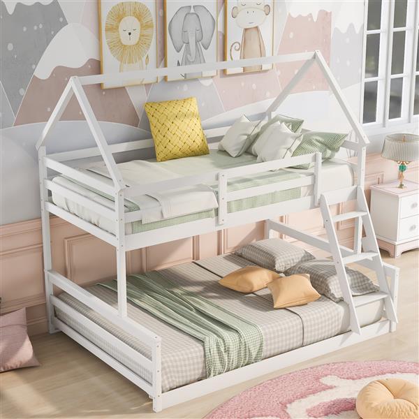 Bunk Bed With Built-in Ladder, White