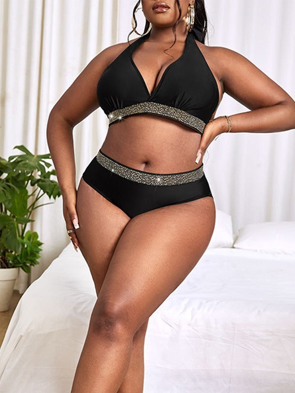 Plus Size Swimsuit Women's Color Matching Hot Spring Bikini