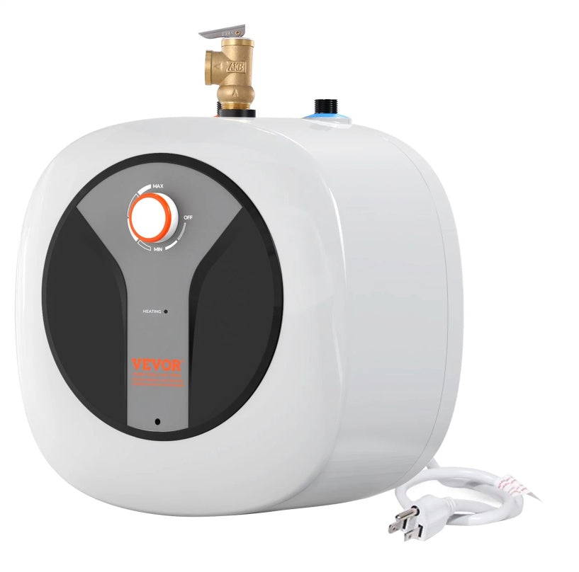 VEVOR Electric Mini-Tank Water Heater 2.5-Gallon Tank, 1440W Hot Water Boiler Storage, Safety Temperature Pressure Valve Easy Install, For Kichen Bathroom Restaurant, Shelf Wall Floor Mounted