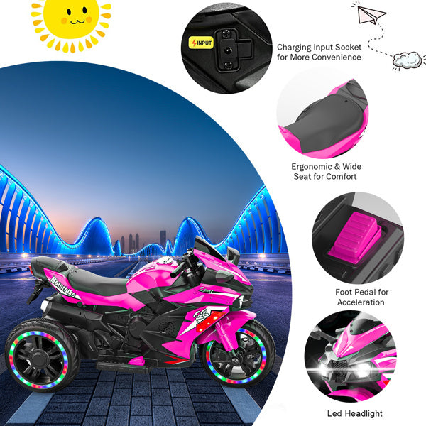12V Electric Motorcycle For Kids - One-key Start, LED Tire, Forward and Backward, Mp3 Tuner, Bluetooth Music, with Usb Function, Rear Shock ShopWithASmile.com