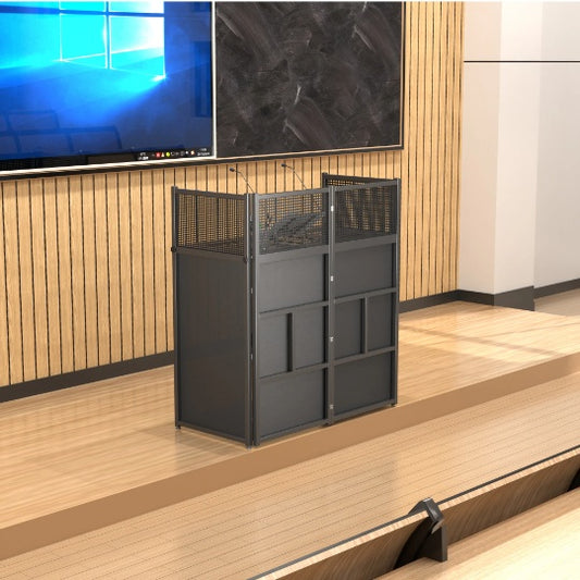 Portable DJ Facade Booth With Black And White Lighting Scrims ShopWithASmile7.com