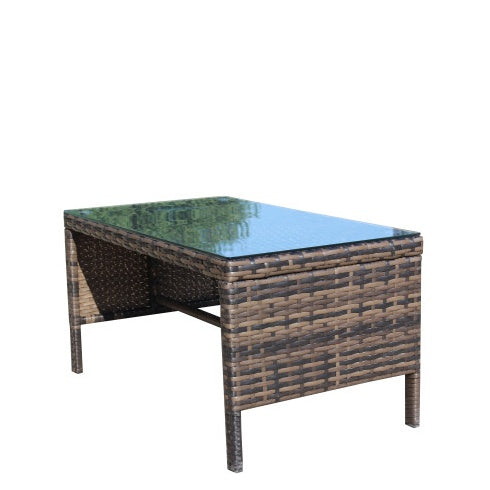 Outdoor Patio Furniture 1 Coffee Table With Clear Tempered Glass ShopWithASmile7.com