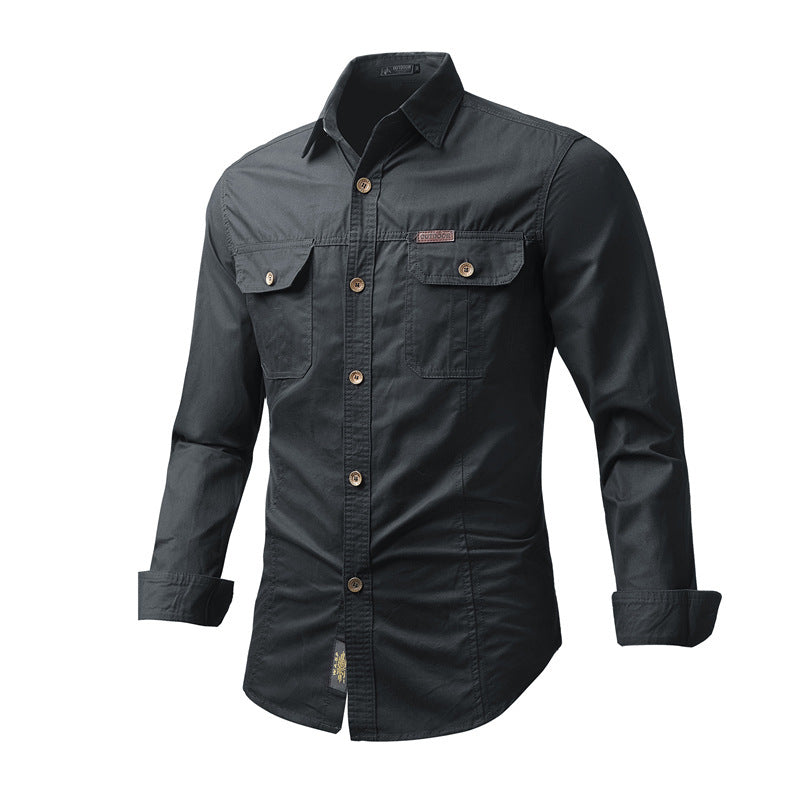 Autumn Workwear Shirt Men's Plus Size ShopWithASmile.com
