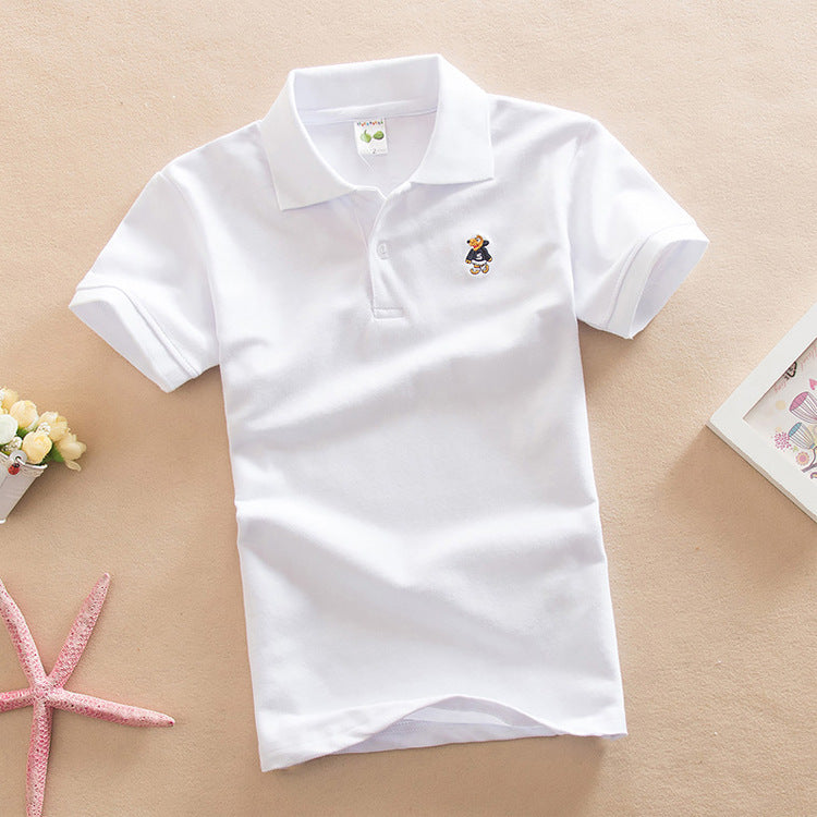 Short-sleeved T-shirt Middle And Big Children's Summer Polo Shirt Performance School Uniform ShopWithASmile7.com