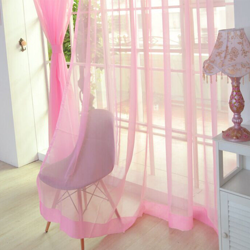 Solid Color Glass Mesh Curtains Transparent Color Ready-made Curtain Punch-free ShopWithASmile7.com