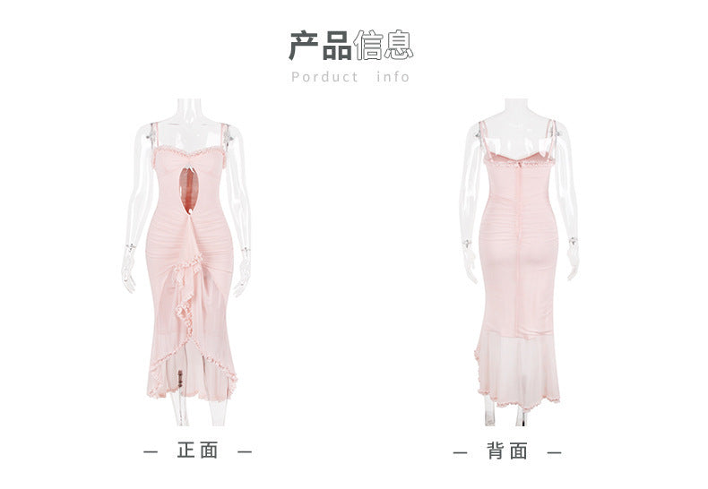 Spring Women's Mesh Hollow Navel-exposed Fishtail Skirt