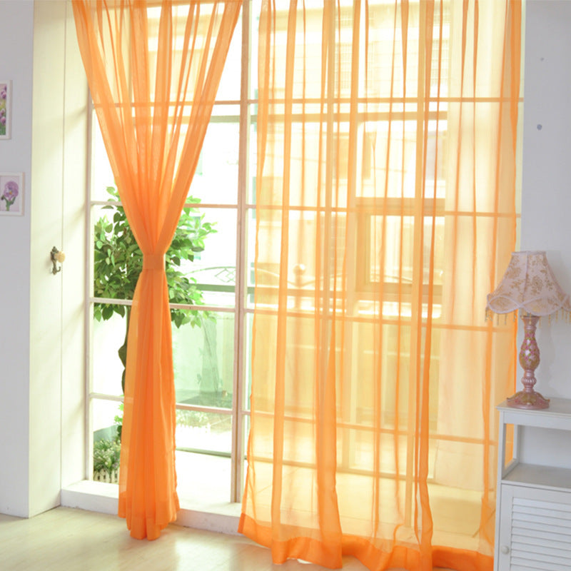 Solid Color Glass Mesh Curtains Transparent Color Ready-made Curtain Punch-free ShopWithASmile7.com