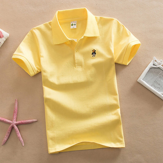 Short-sleeved T-shirt Middle And Big Children's Summer Polo Shirt Performance School Uniform ShopWithASmile7.com