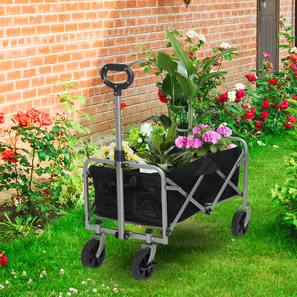 Silver Frame Oxford Cloth Garden Folding Cart ShopWithASmile.com