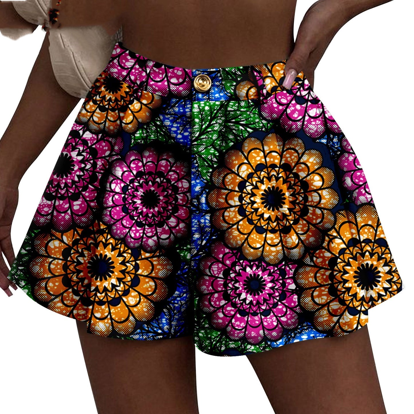 African Duplex Printing Batik Shorts ShopWithASmile7.com