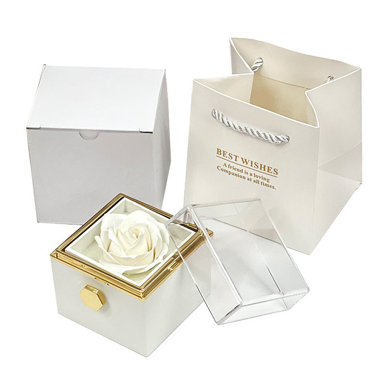 Rotating Soap Flower Rose Gift Box Creative Rotating Rose Jewelry Packaging Box Valentine's Day Gift For Women ShopWithASmile7.com