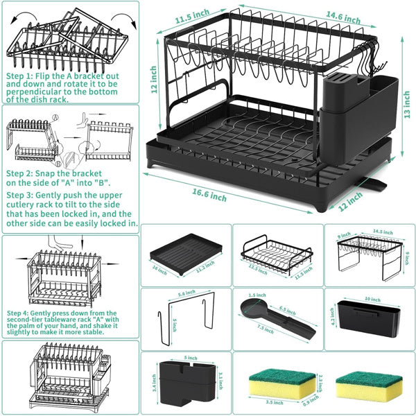 2nd Floor Large Kitchen Counter With Utensil Drying Rack, Equipped With Drainage Board, Prohibited From Sale On Temu Platform, Not Shipped On Weekends ShopWithASmile7.com