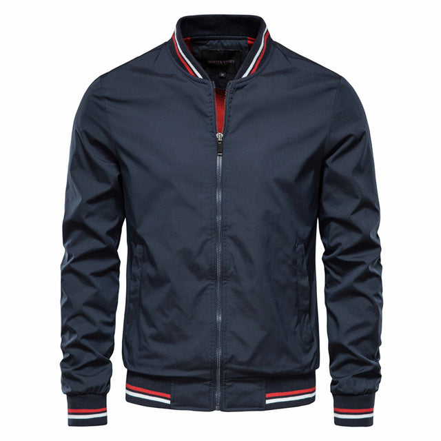 Men's Striped Zip-up Jacket With Pockets Fashion Casual Outerwear Sports Baseball Clothing Spring And Fall ShopWithASmile.com