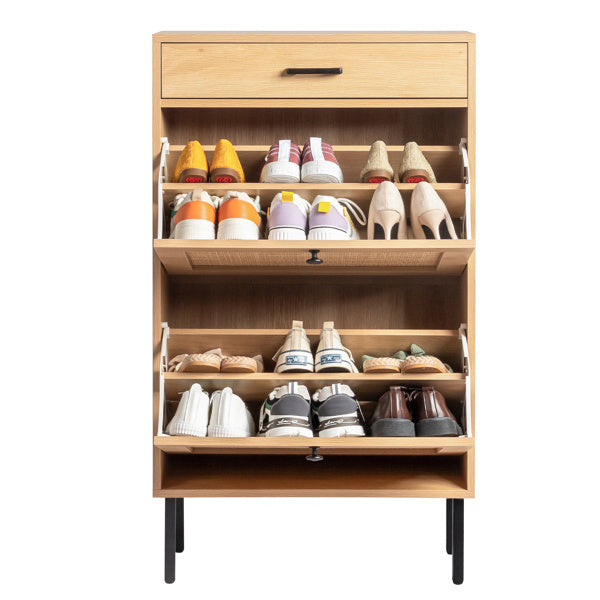 2 Buckets With A Drawstring, Rattan Face, Iron High Foot Shoe Cabinet ShopWithASmile7.com