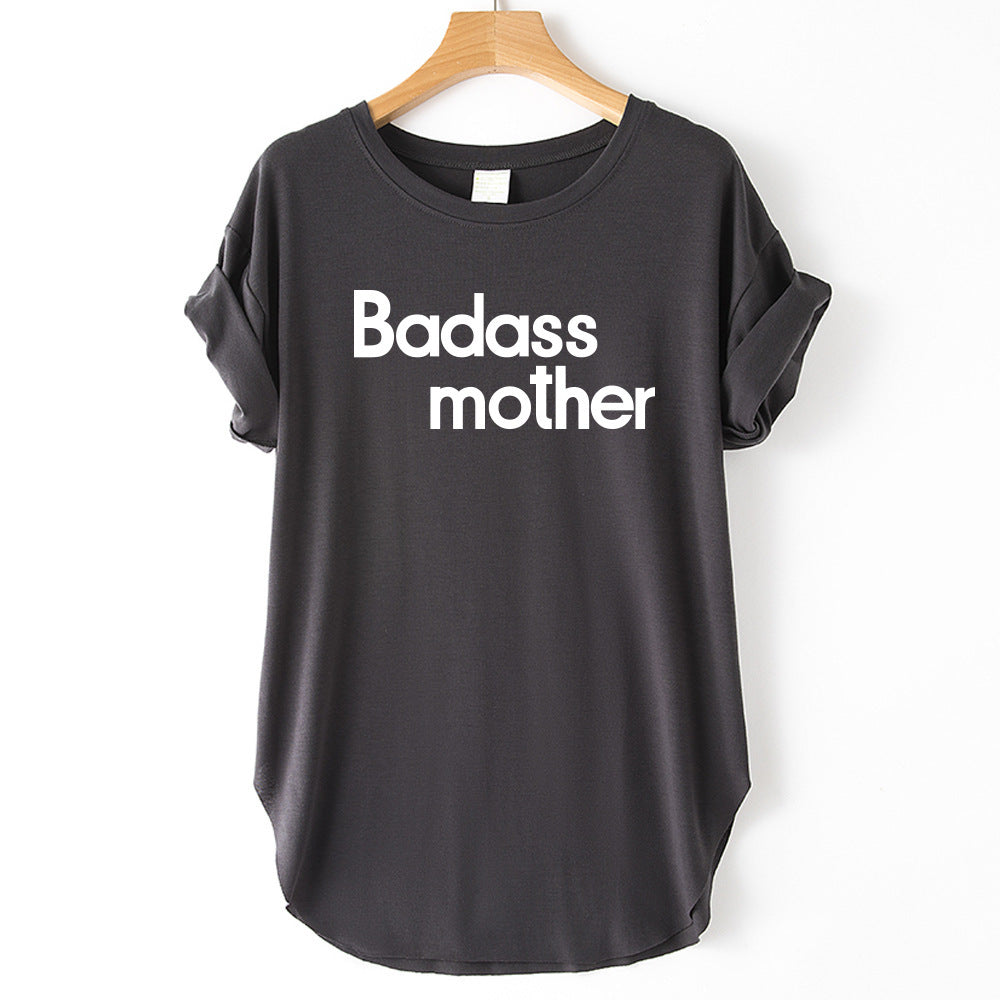 Letter Print Badass Mother Short Sleeve T-Shirt