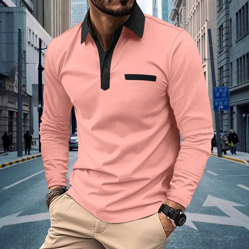 Men's Solid Color Long Sleeve Button-Up Shirt with Pocket ShopWithASmile.com
