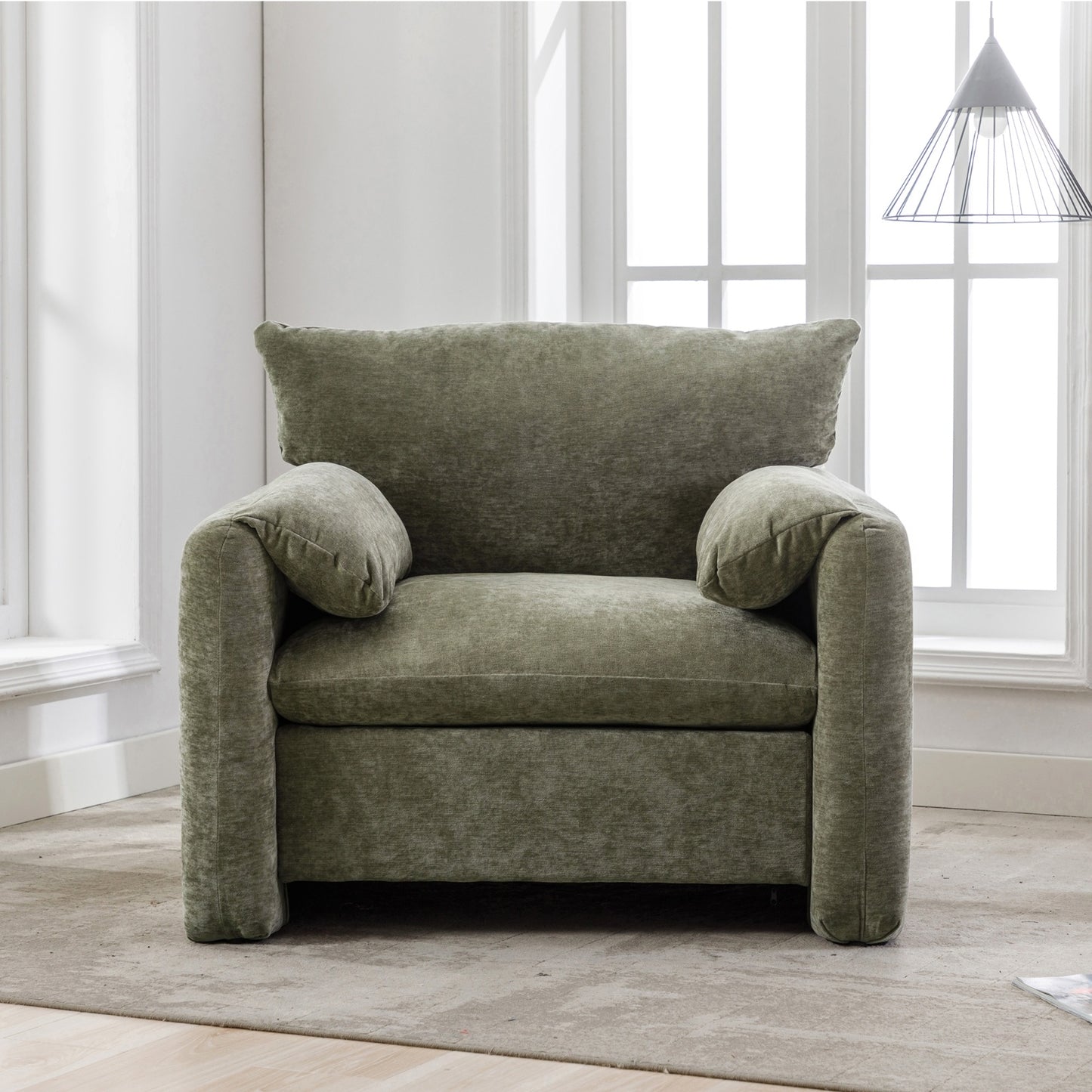 Modern Style Chenille Oversized Armchair Lounge Sofa 38.6'' W For Living Room