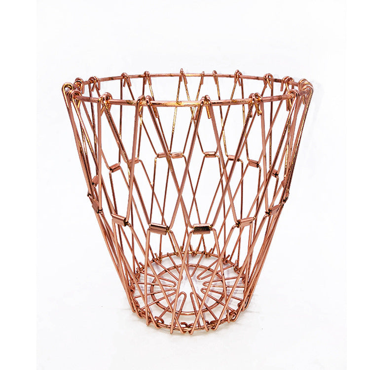Metal Fruit Tray Storage Basket Foldable Variety Drainage Basket