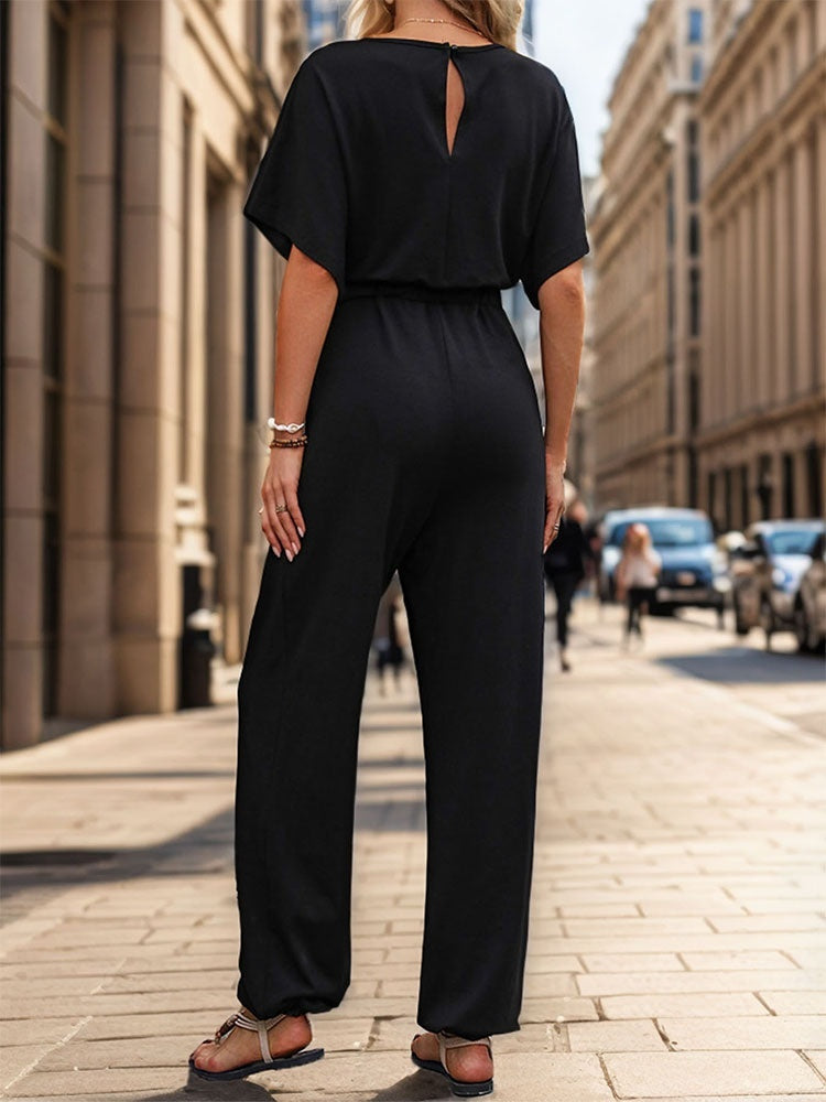 New European And American Summer Women's Casual Solid Color European And American Jumpsuit ShopWithASmile7.com