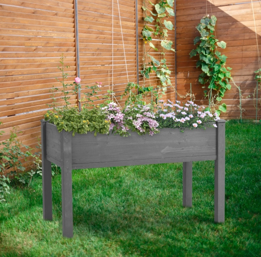 Raised Garden Bed With Legs, Elevated Wooden Planter Box For Outdoor Plants