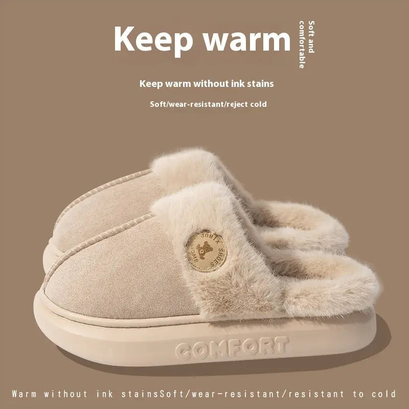 New Plush Slippers For Women Men Winter Warm Home Slipper Indoor Thick-soled Fleece Shoes My Store