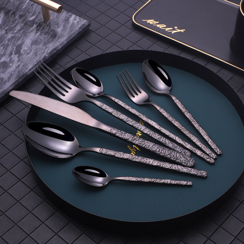Embossed Textured Handle Steak Cutlery Western Cutlery ShopWithASmile7.com