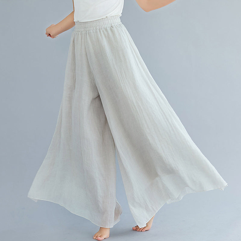 Elegant A-line Elastic Waist Big Trousers Wide Leg Culottes Trendy