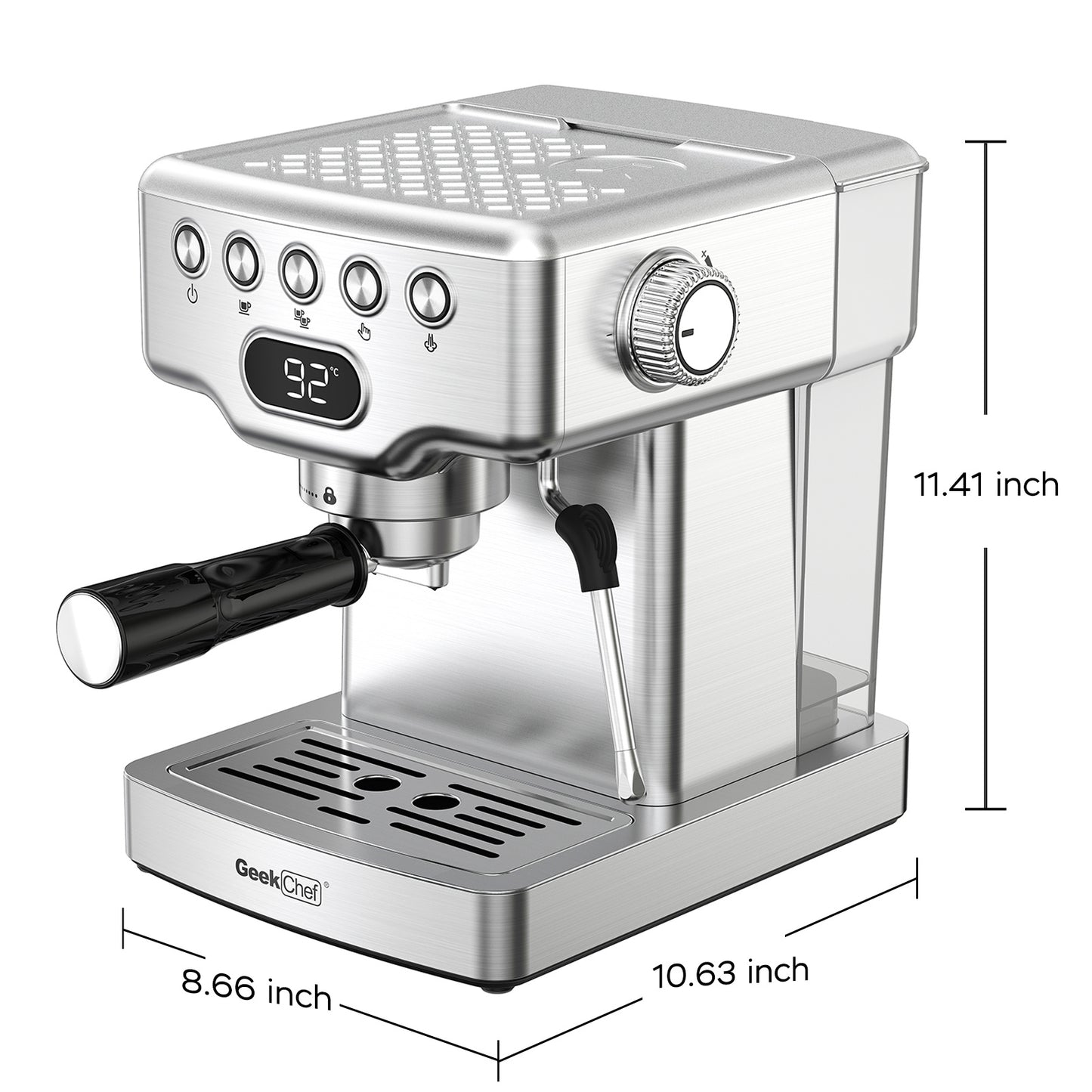 Geek Chef Espresso Machine, 20 Bar Espresso Machine With Milk Frother For Latte, Cappuccino, Macchiato, For Home Espresso Maker, 1.8L Water Tank, Stainless Steel, Ban On Amazon ShopWithASmile.com