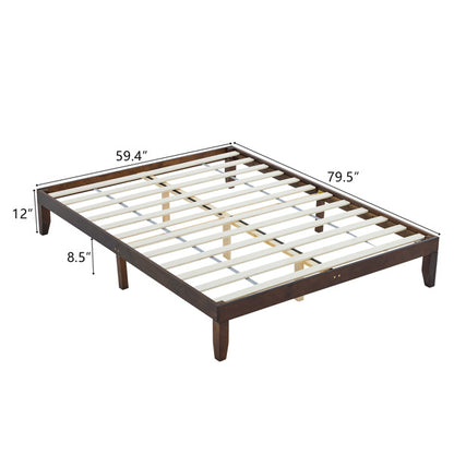 Basic Bed Frame, Coffee Colored Wooden Bed