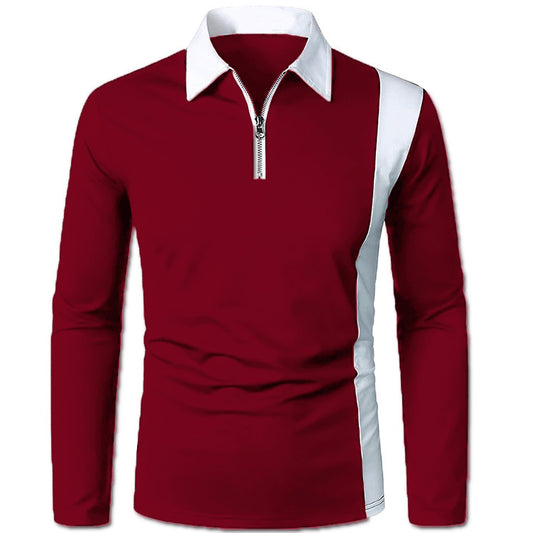 Color-blocking Fashion With Men's Lapel Long Sleeves