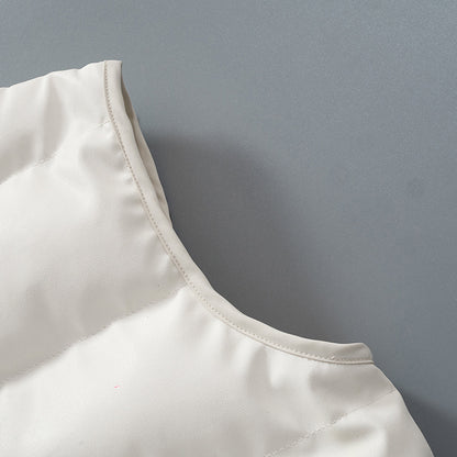 Slim Sleeveless Button Down Round Neck Cotton Vest
