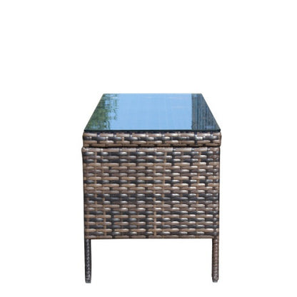 Outdoor Patio Furniture 1 Coffee Table With Clear Tempered Glass ShopWithASmile7.com