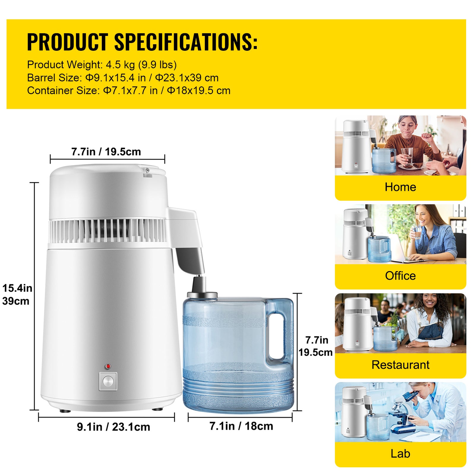 Newest 4L Dental  Medical Pure Water Distiller All Stainless Steel Internal ShopWithASmile7.com