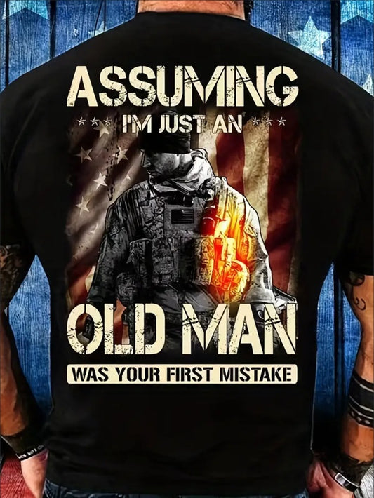 Plus Size Mens 3D Old Man Graphic Tee - Slim Fit, Street Fashion, Breathable Summer Wear - Designed For Big & Tall, Premium Quality Short Sleeve T-shirts For Men My Store