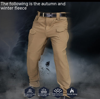 Autumn And Winter Outdoor Fleece-lined Tactical Pants Men