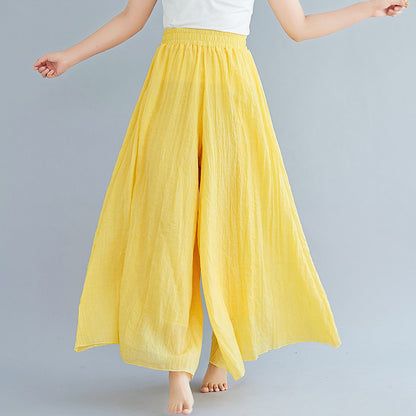 Elegant A-line Elastic Waist Big Trousers Wide Leg Culottes Trendy