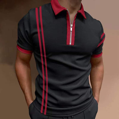 European And American New Men's Casual Short-sleeved Digital Printing Slim Pullover Men's Polo Shirt