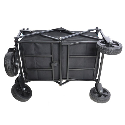 Folding Wagon Garden Shopping Beach Cart   Black Blue