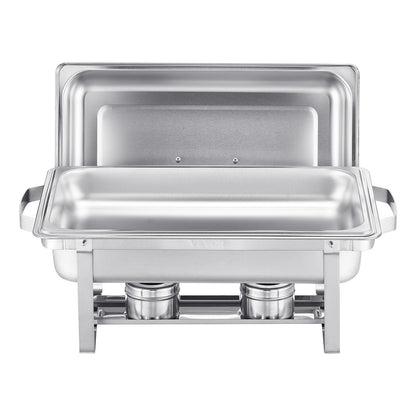 8 Qt 2 Pack Rectangle Chafing Dish Buffet Set Full Size Pan Stainless Steel