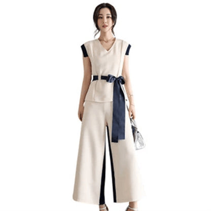 Fashion Western-style Casual Wide-leg Pants Hong Kong-style Retro Two-piece Suit