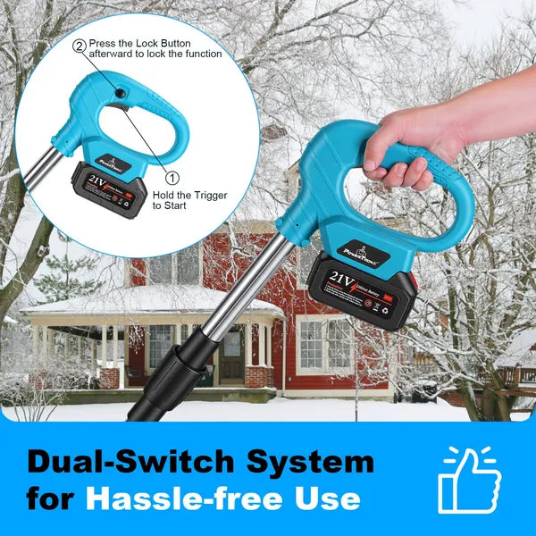 800W 21V 11In Cordless Snow Shovel Foldable Battery Powered Snow Thrower With Rechargeable Battery Gloves Goggles For Patio Driveway