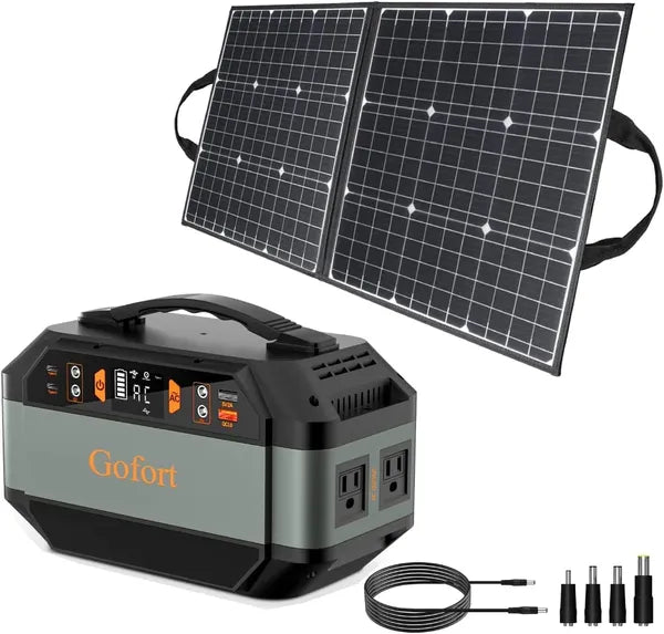 GOFORT 330W Portable Power Station;  299Wh Solar Generator Backup Power Compatible With 100W 18V Portable Solar Panel;  Foldable Solar Charger With USB;  18V DC;  QC 3.0 Output