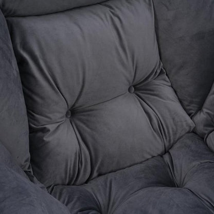 Living Room Chair Modern Cotton Fabric Lazy Chair With Armrests And Side Pockets - Dark Grey With Ottoman