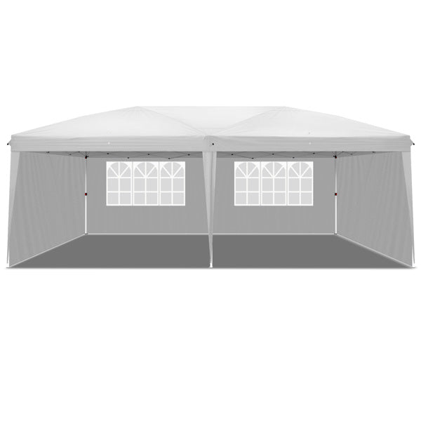 Waterproof Folding Camping and Picnic Tent, 10x20 ft Outdoor Canopy with 4 Sides, 2 Windows, Adjustable Height, Oxford Fabric, and Sturdy Steel Frame for Events and Parties
