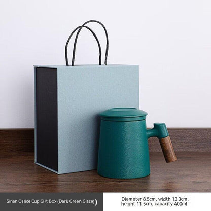 Creative Gradient Color Ceramic Mug With Tea Caddy Office ShopWithASmile7.com