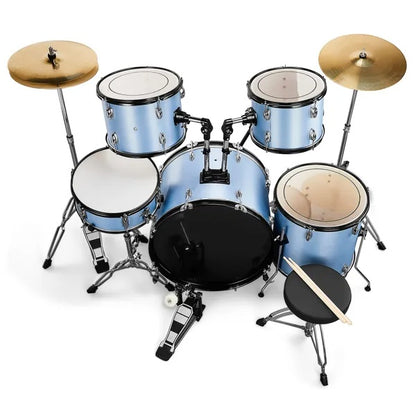 Full Size Drum Set 5-Piece Two Tom Drum, Snare Drum, Floor Tom