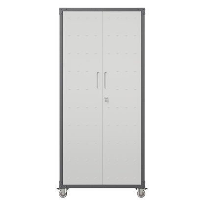 71 Metal Garage Storage Cabinet With Wheels - Heavy-Duty Tool Storage Cabinet For Home, Office, School, And Garage Organization, Black  Gray
