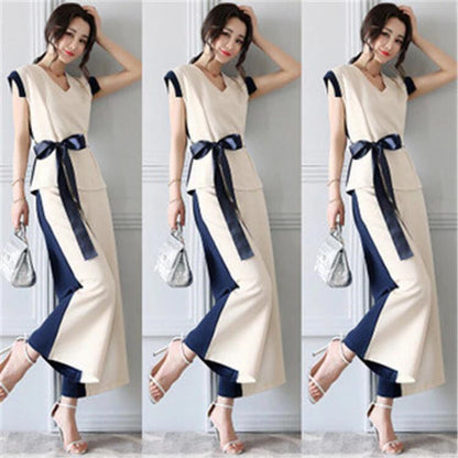 Fashion Western-style Casual Wide-leg Pants Hong Kong-style Retro Two-piece Suit