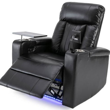 Premium Power Recliner With Storage Arms, Cupholders, Swivel Tray Table And Cell Phone Stand,Black